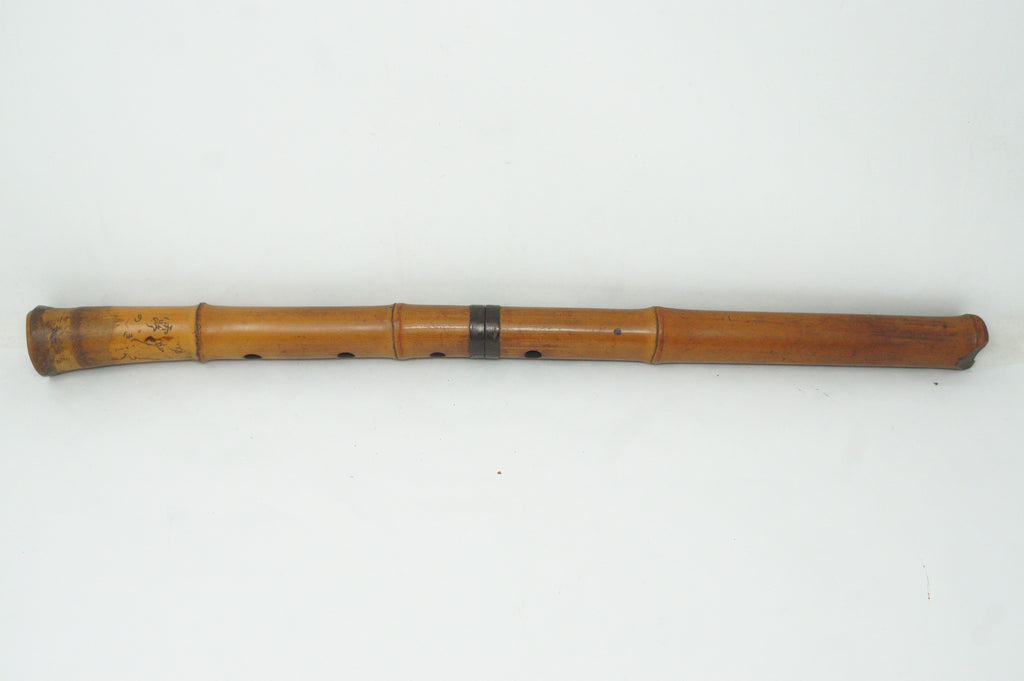 Japanese Antique Shakuhachi Bamboo Flute with Poem Inscription Meiji-Taisho 0921G2