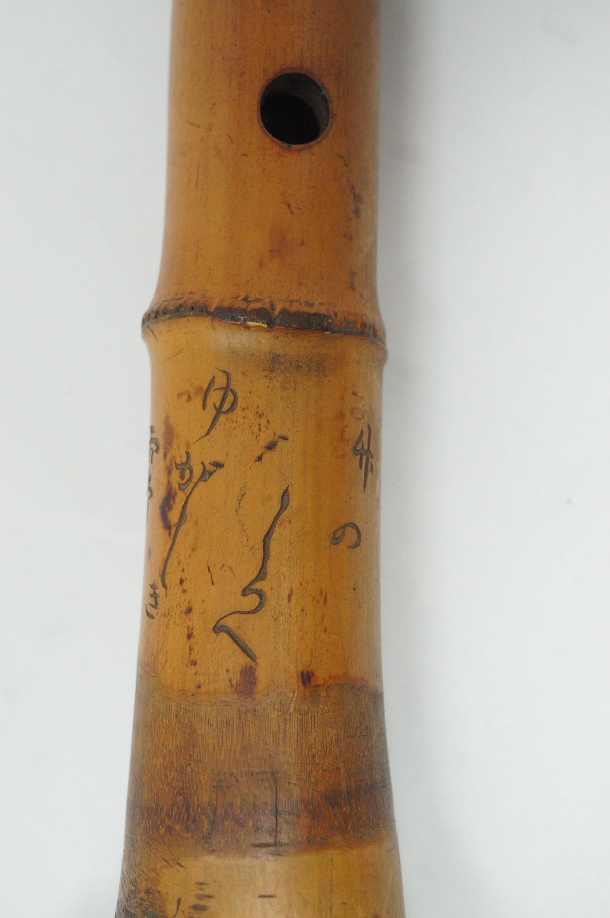 Japanese Antique Shakuhachi Bamboo Flute with Poem Inscription Meiji-Taisho 0921G2