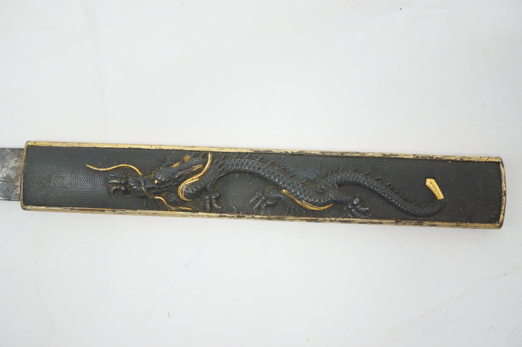 Japanese Kozuka Knife with signed Blade & Dragon Desing Antique Original Sword Parts 0921D2