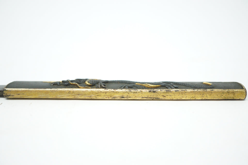 Japanese Kozuka Knife with signed Blade & Dragon Desing Antique Original Sword Parts 0921D2