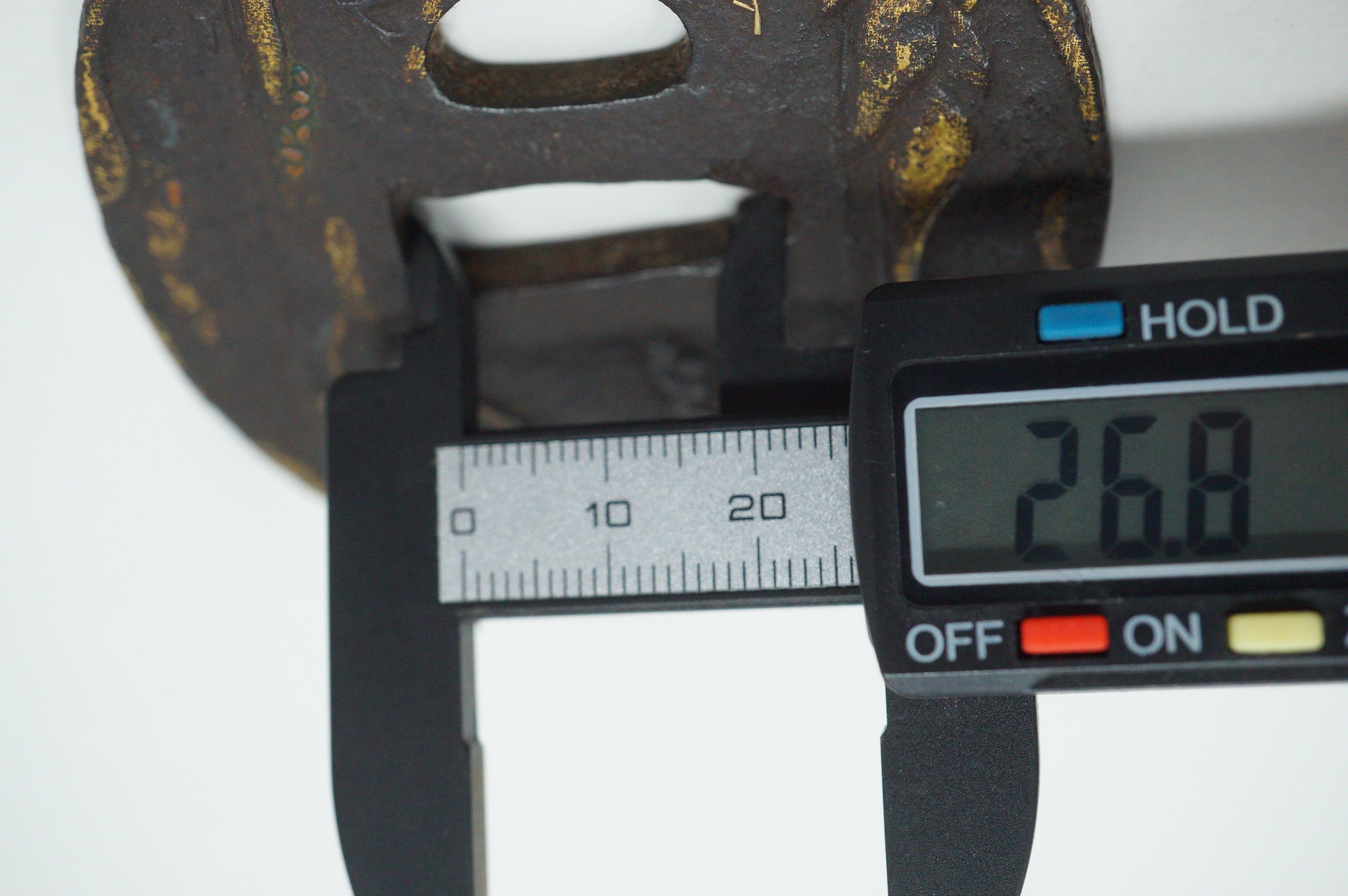 Japanese Tsuba Iron Sword Guard for Katana or Wakizashi Signed with Gold Leafe 1201F2