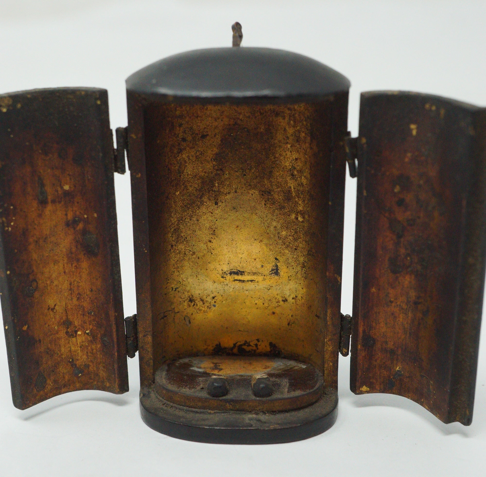 Japanese Buddhist Monk finely carved Antique Kobo Daishi in Mini Wooden House 1211F2