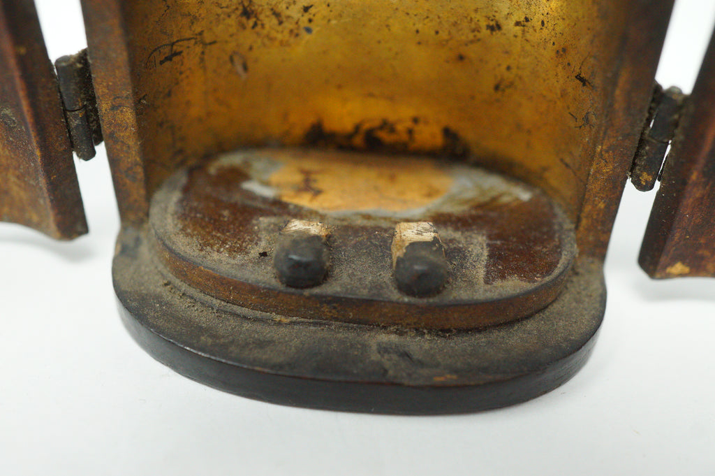 Japanese Buddhist Monk finely carved Antique Kobo Daishi in Mini Wooden House 1211F2