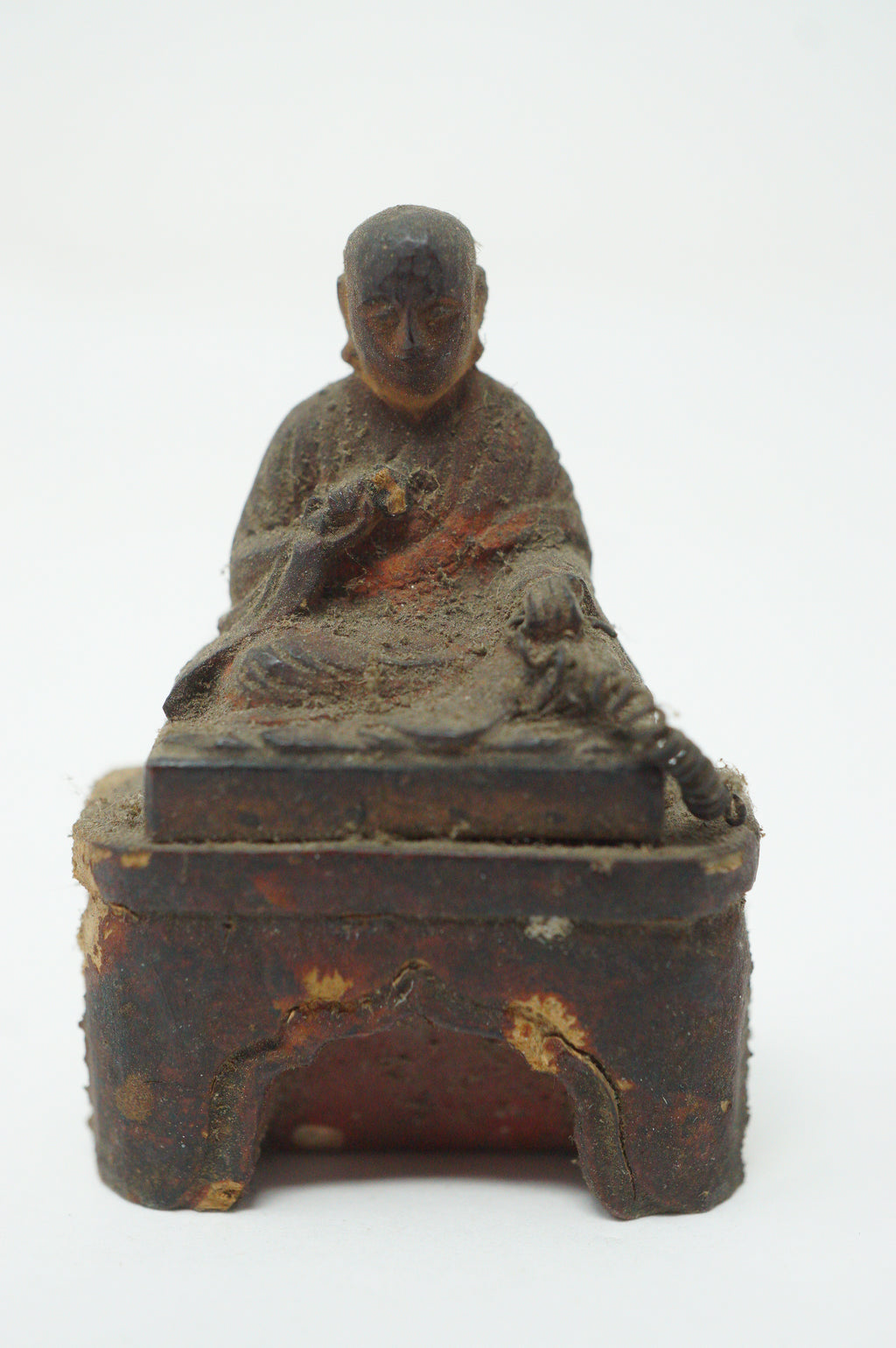 Japanese Buddhist Monk finely carved Antique Kobo Daishi in Mini Wooden House 1211F2
