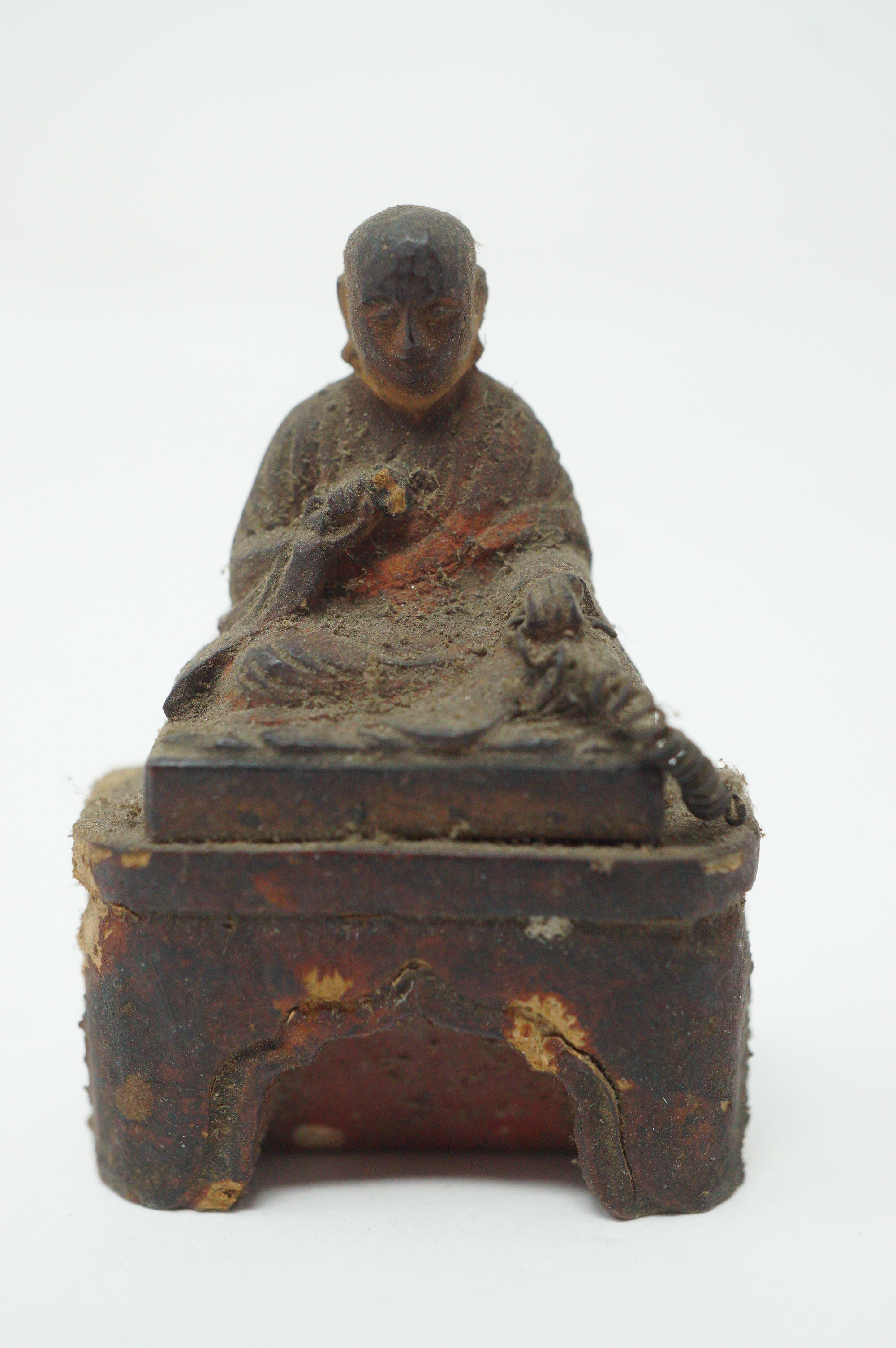 Japanese Buddhist Monk finely carved Antique Kobo Daishi in Mini Wooden House 1211F2
