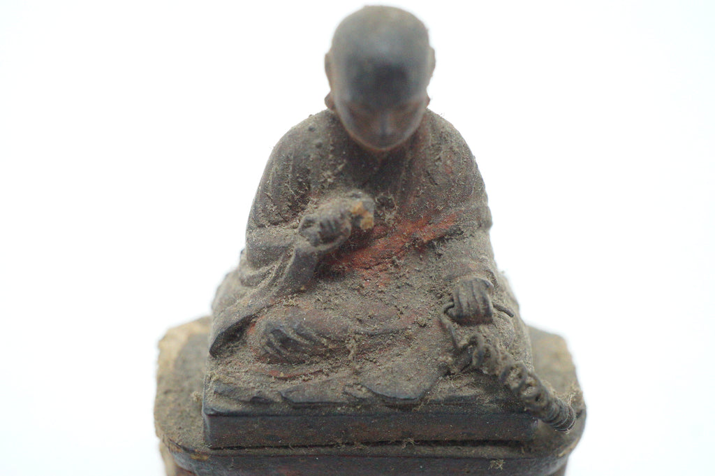 Japanese Buddhist Monk finely carved Antique Kobo Daishi in Mini Wooden House 1211F2