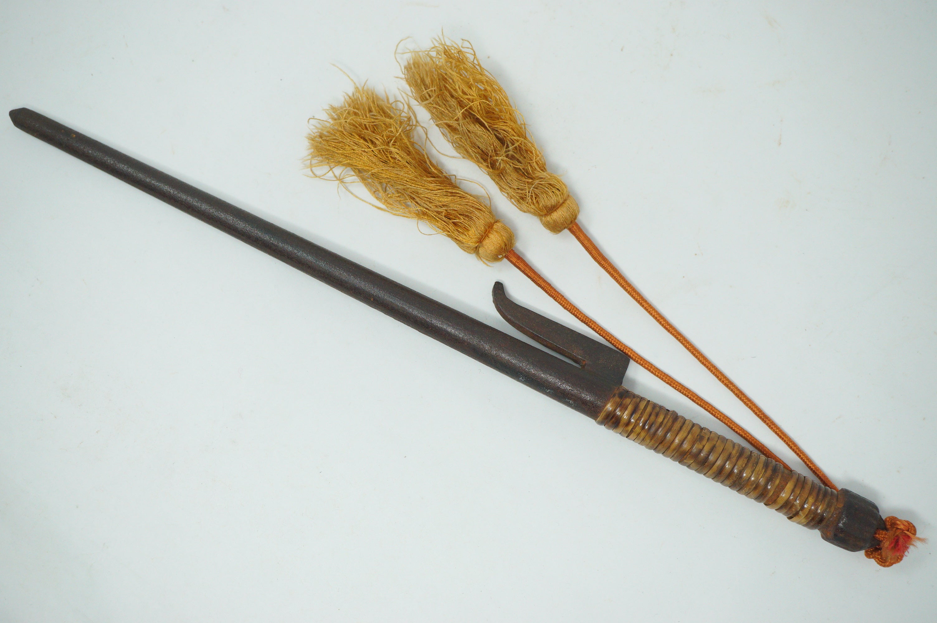 Japanese Jute Police Patrol Stick Edo Iron Original incl. Stand with Silver Inlays 0114G2