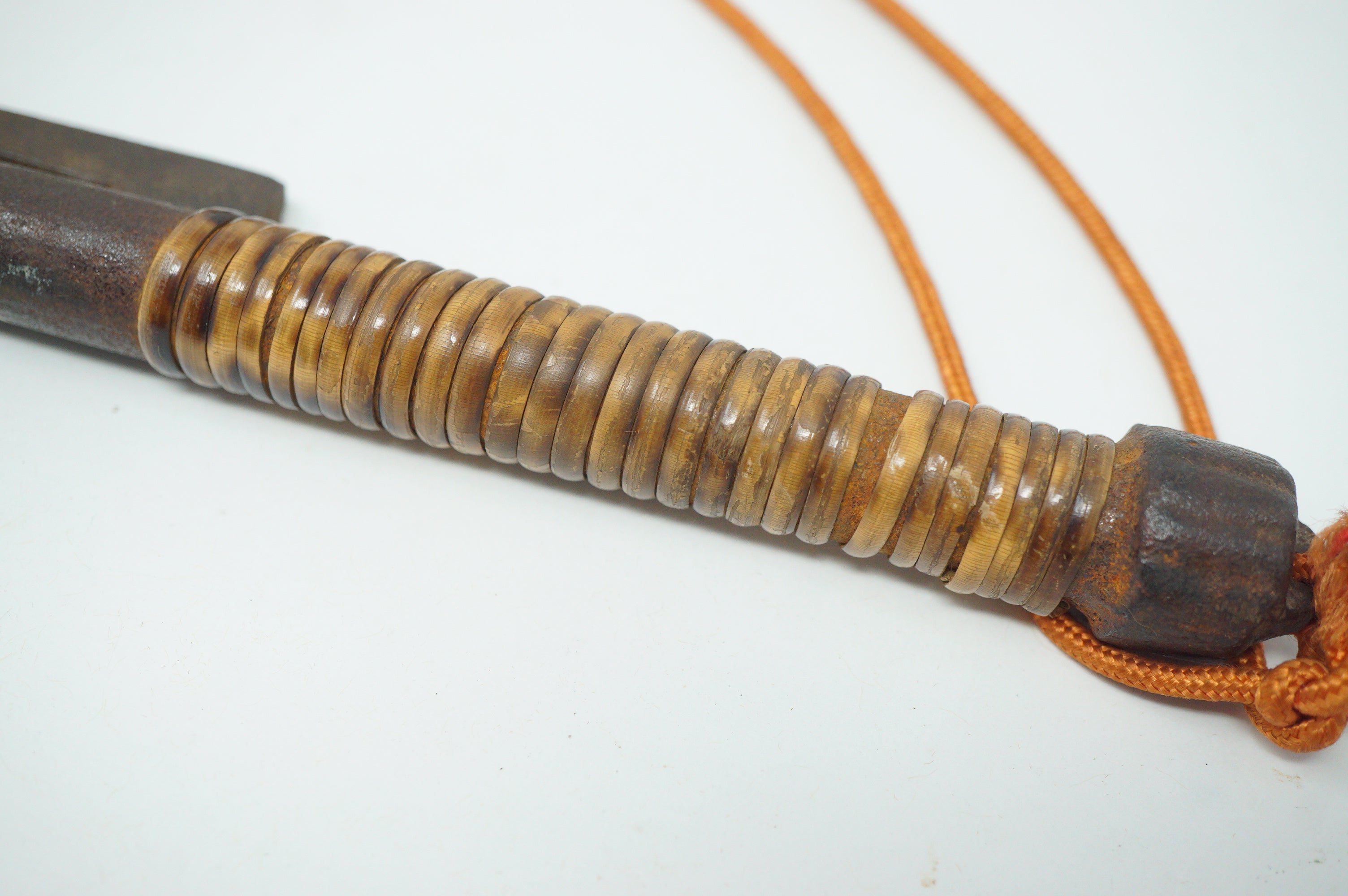Japanese Jute Police Patrol Stick Edo Iron Original incl. Stand with Silver Inlays 0114G2