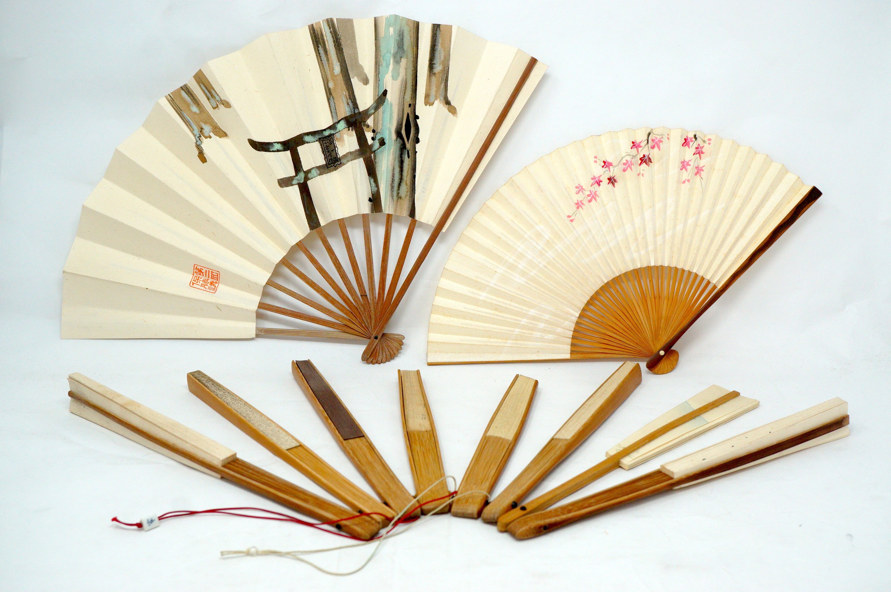 Japanische Sensu Faltfächer-Kollektion x10 Vintage Original 扇子 aus Japan 1127D2