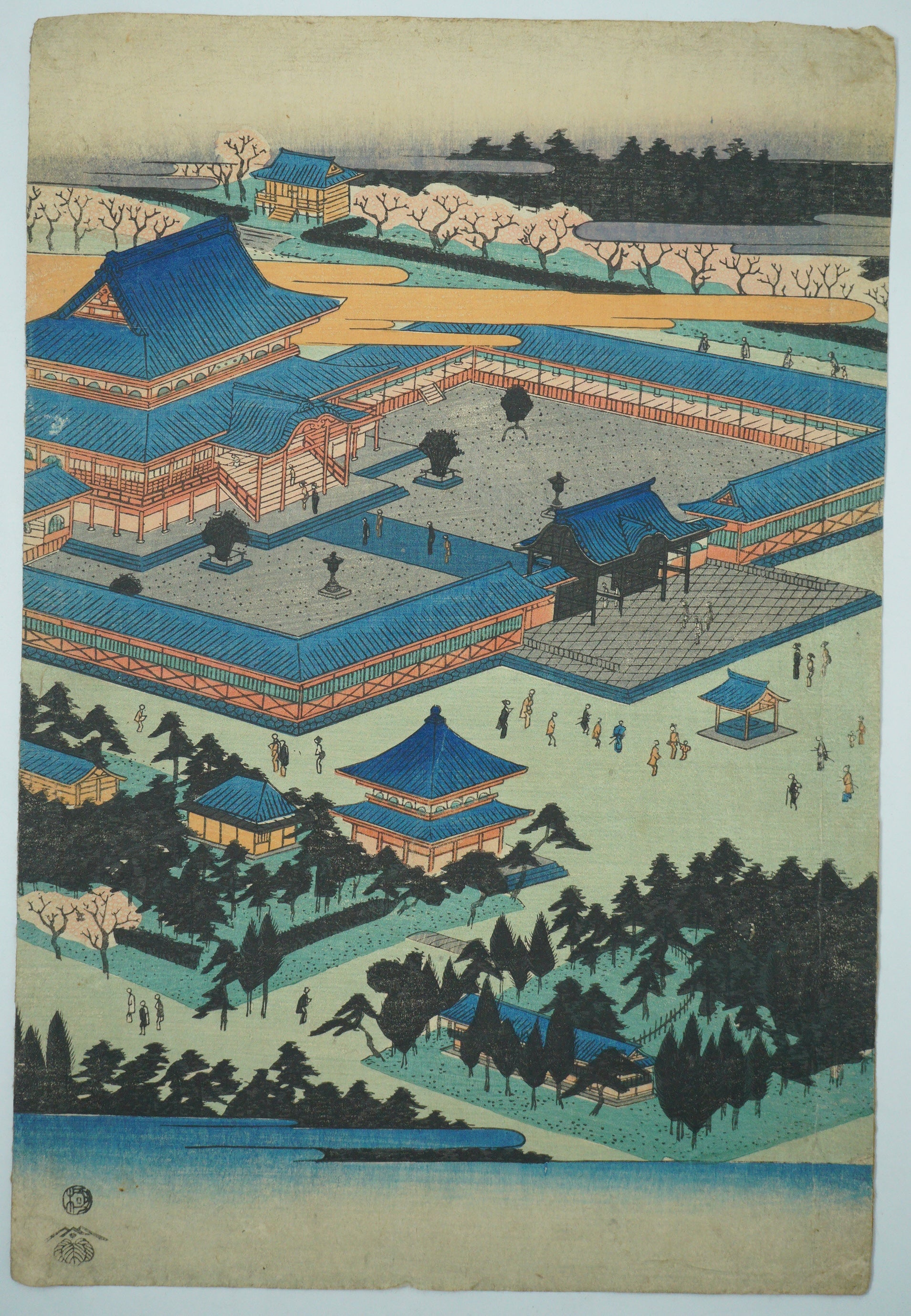 Authentic Japanese Woodblock Print Utagawa Hiroshige - View of Tōei-zan Temple in Ueno 0415G2