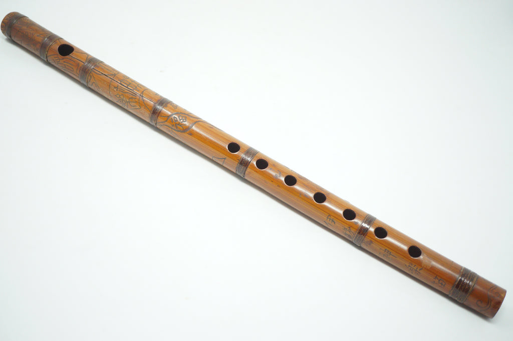 Antique Japanese Shinobue Bamboo Flute - Hand-Carved Traditional Transverse Flute 0422G2