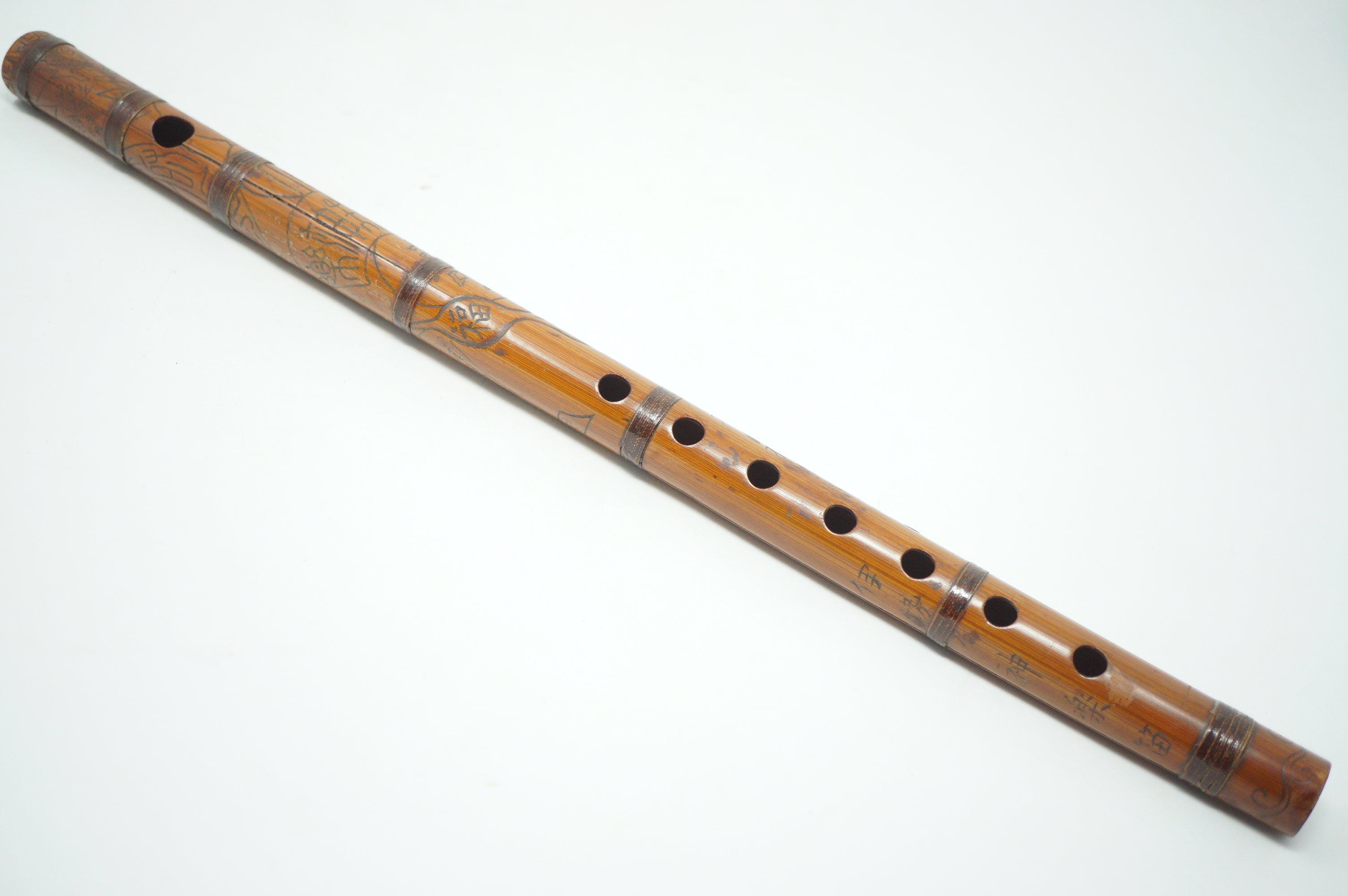 Antique Japanese Shinobue Bamboo Flute - Hand-Carved Traditional Transverse Flute 0422G2