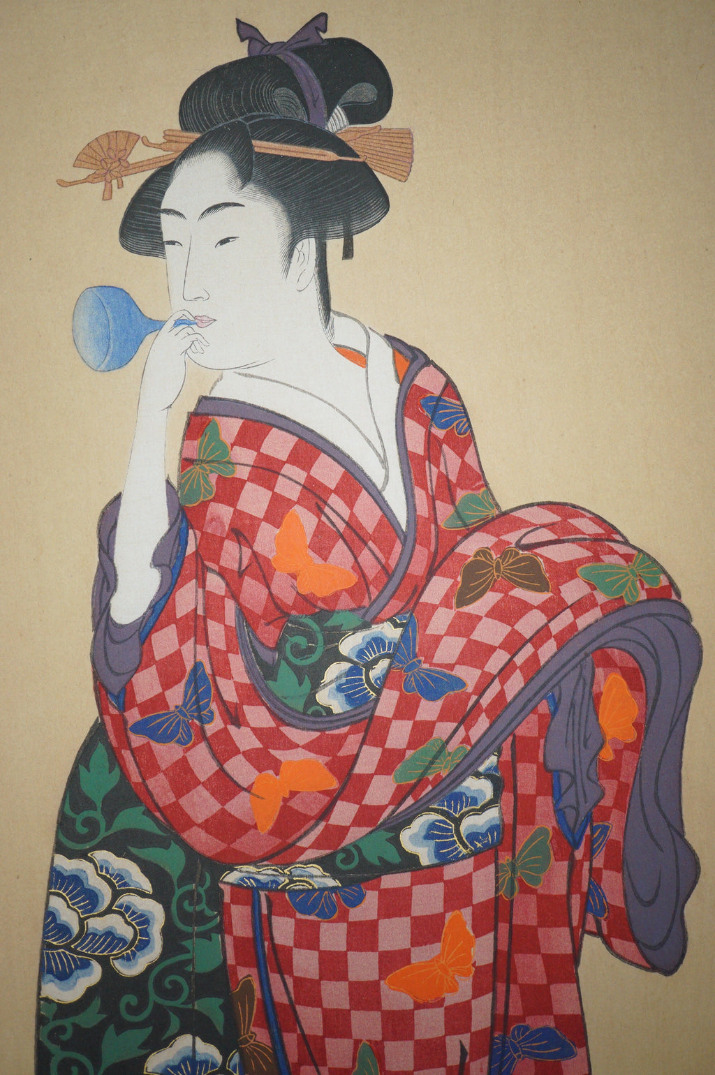 High Quality Binjinga Woodblockprint by Kitagawa Utamaro Vintage Recarved Edition 0622D2