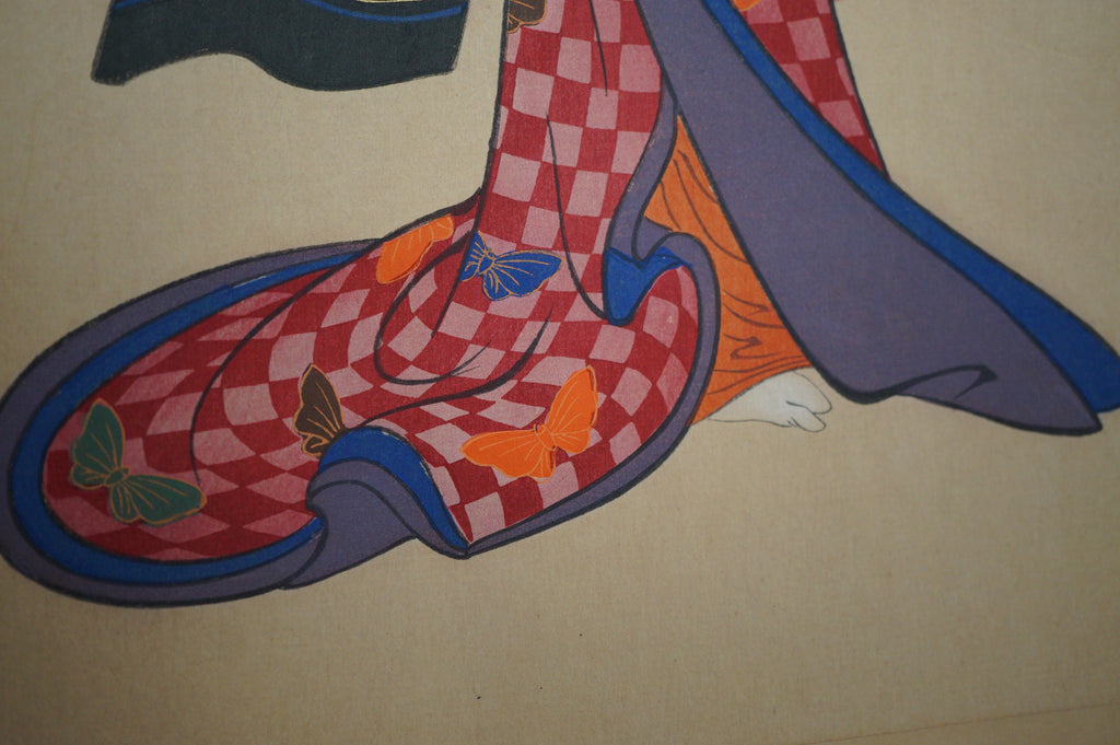 High Quality Binjinga Woodblockprint by Kitagawa Utamaro Vintage Recarved Edition 0622D2