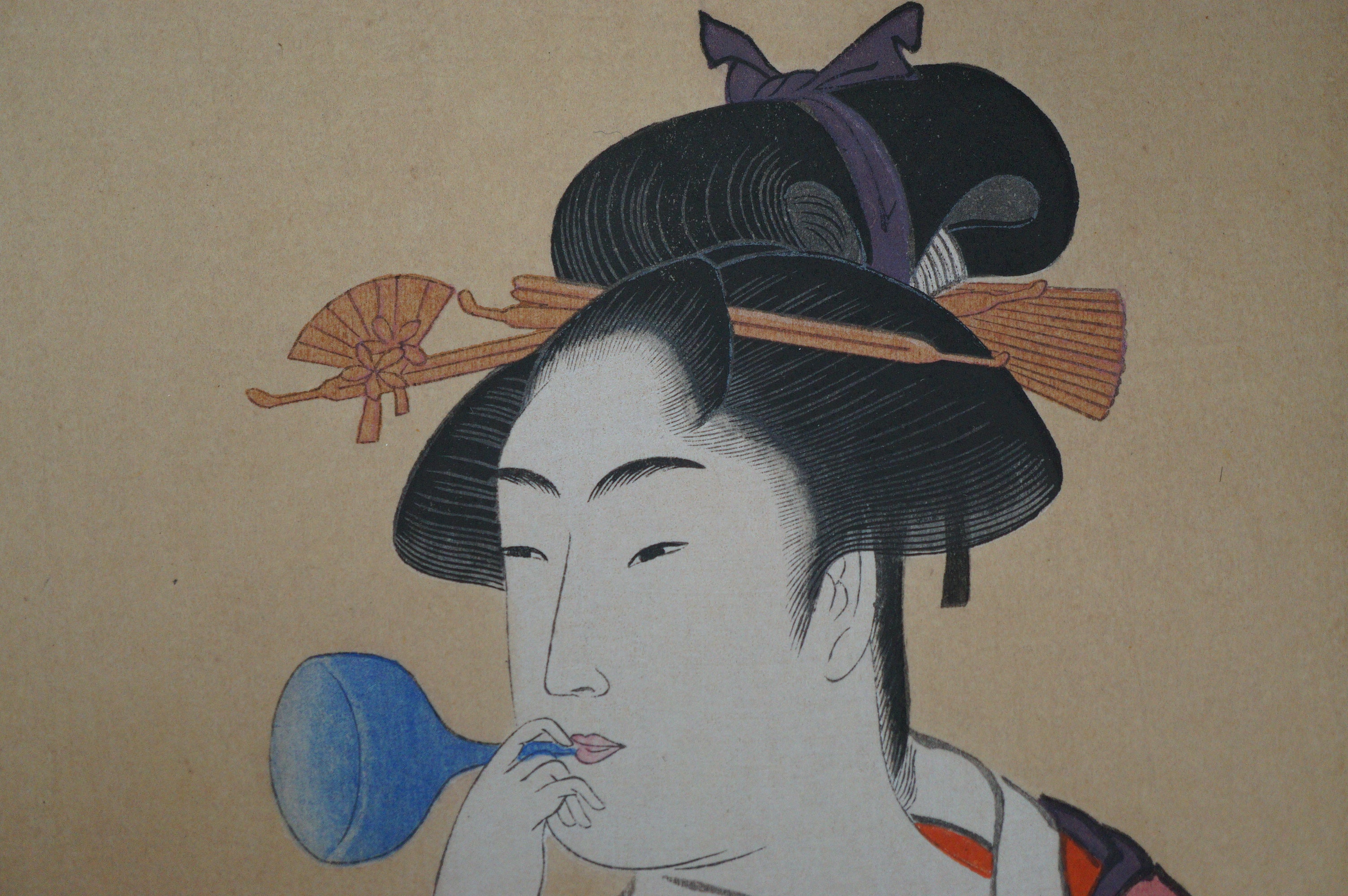 High Quality Binjinga Woodblockprint by Kitagawa Utamaro Vintage Recarved Edition 0622D2