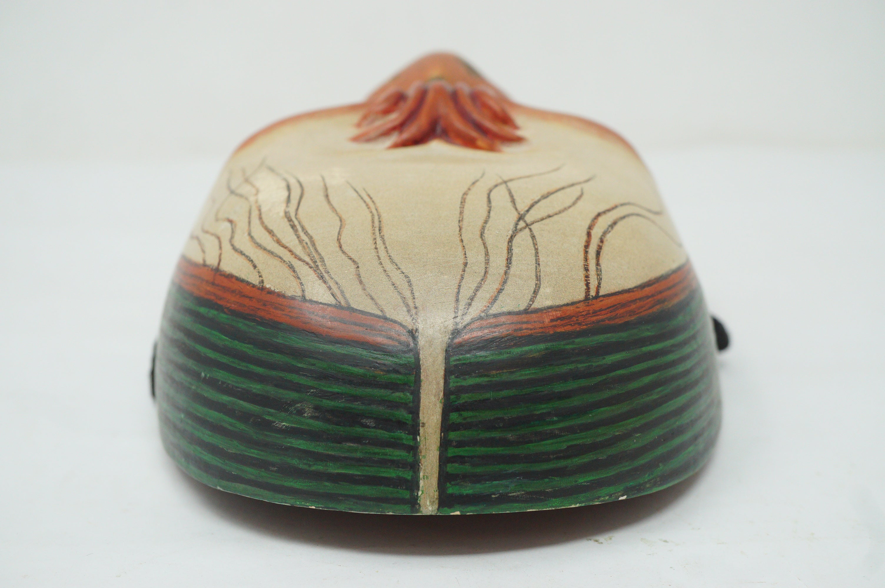 Japanese Wooden Noh Theater Mask Unique & Signed Piece in Quality Silk Bag from Japan 0425F30