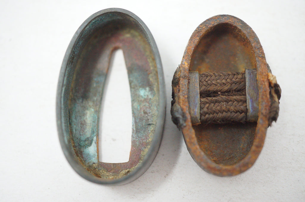 Edo Period Japanese Fuchi Kashira Handle Components Fine Kin Zogan Motif 0623G32