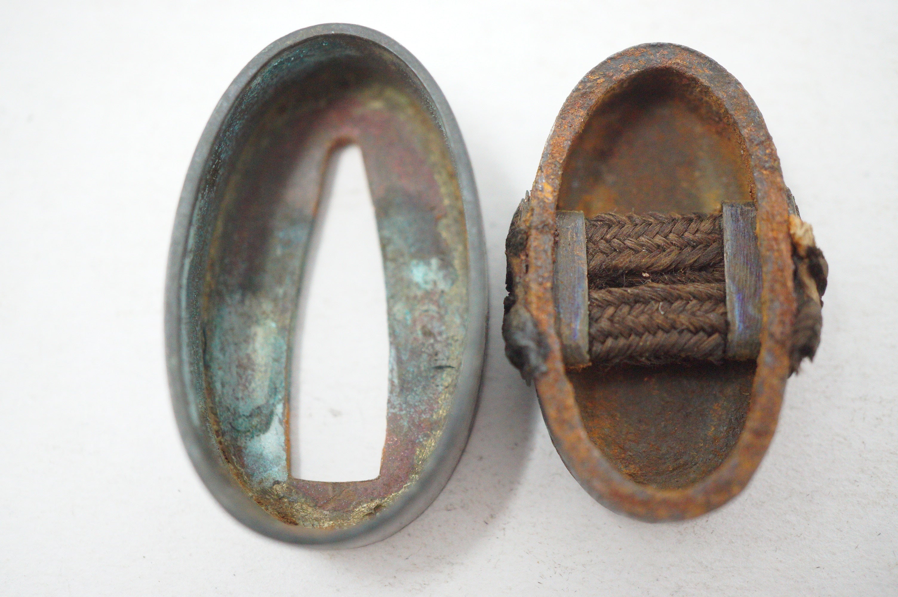 Edo Period Japanese Fuchi Kashira Handle Components Fine Kin Zogan Motif 0623G32
