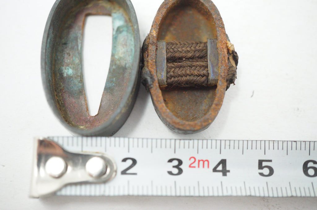 Edo Period Japanese Fuchi Kashira Handle Components Fine Kin Zogan Motif 0623G32