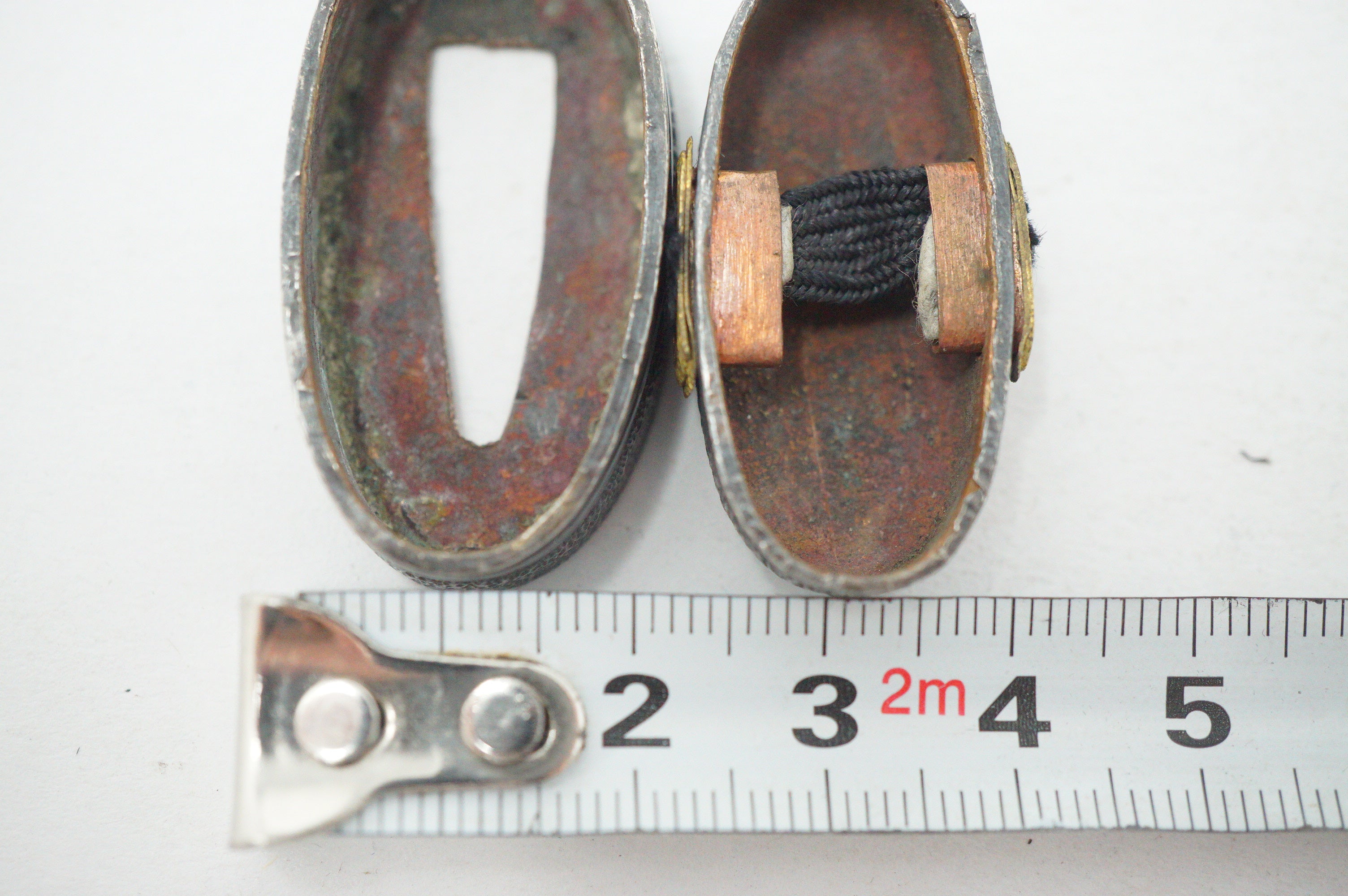 Matching Antique Japanese Fuchi Kashira Set Silvered Hammered Ishime Fittings 0623G33