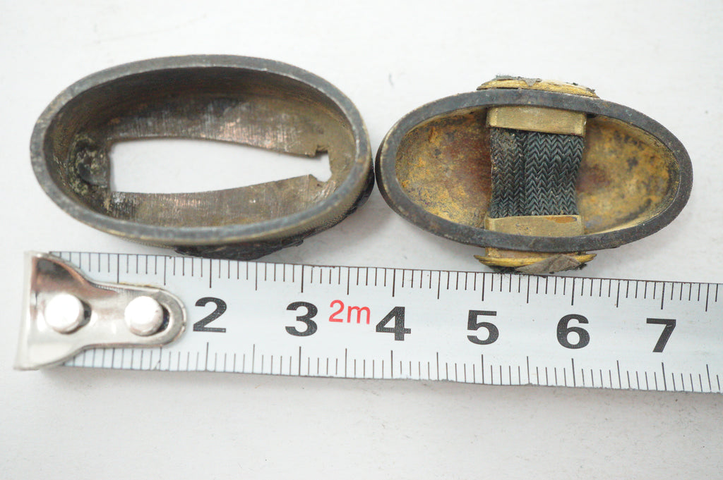 Edo Period Japanese Fuchi Kashira Handle Components Tortoise Kame Motif 0623G34