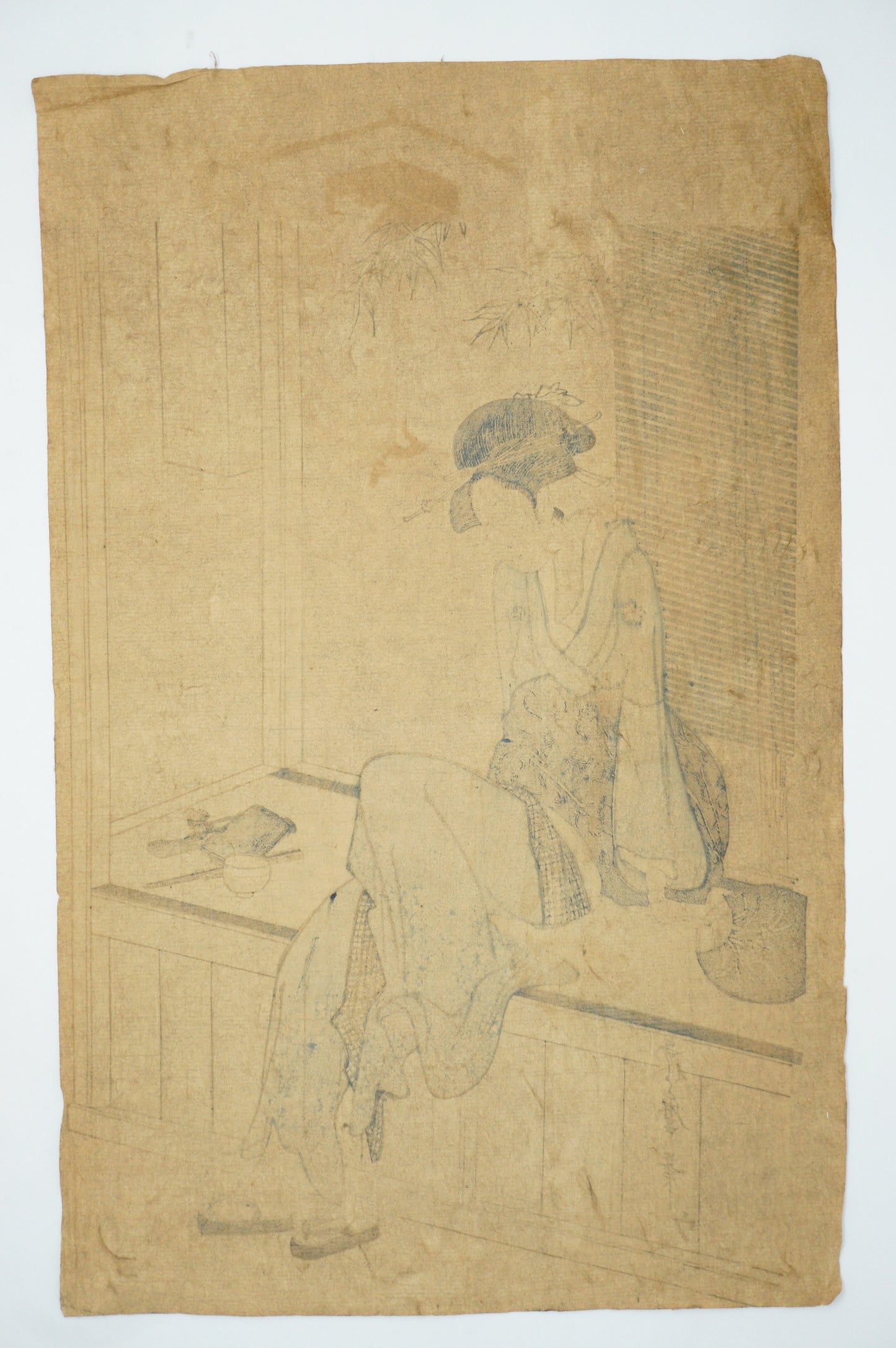 Japanese Quality Woodblock Reprint -Woman Sitting on Edge of Veranda- by Utamaru 0822E34