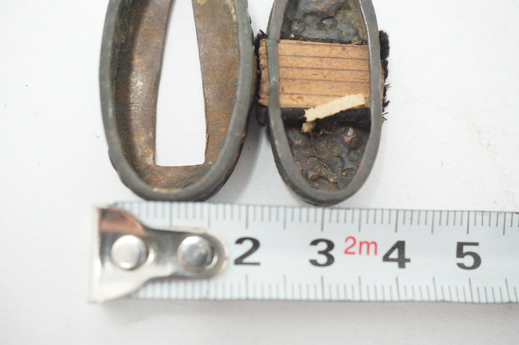 Matching Antique Japanese Fuchi Kashira Set Fish Floral Gold Accent Fittings 0623G35