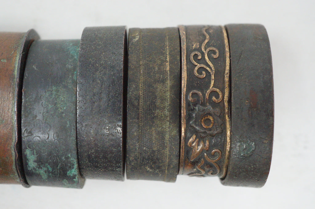 Bulk Lot 21pc Antique Japanese Fuchi Handle Collars Gold Inlay Ornate Collection 0623G39