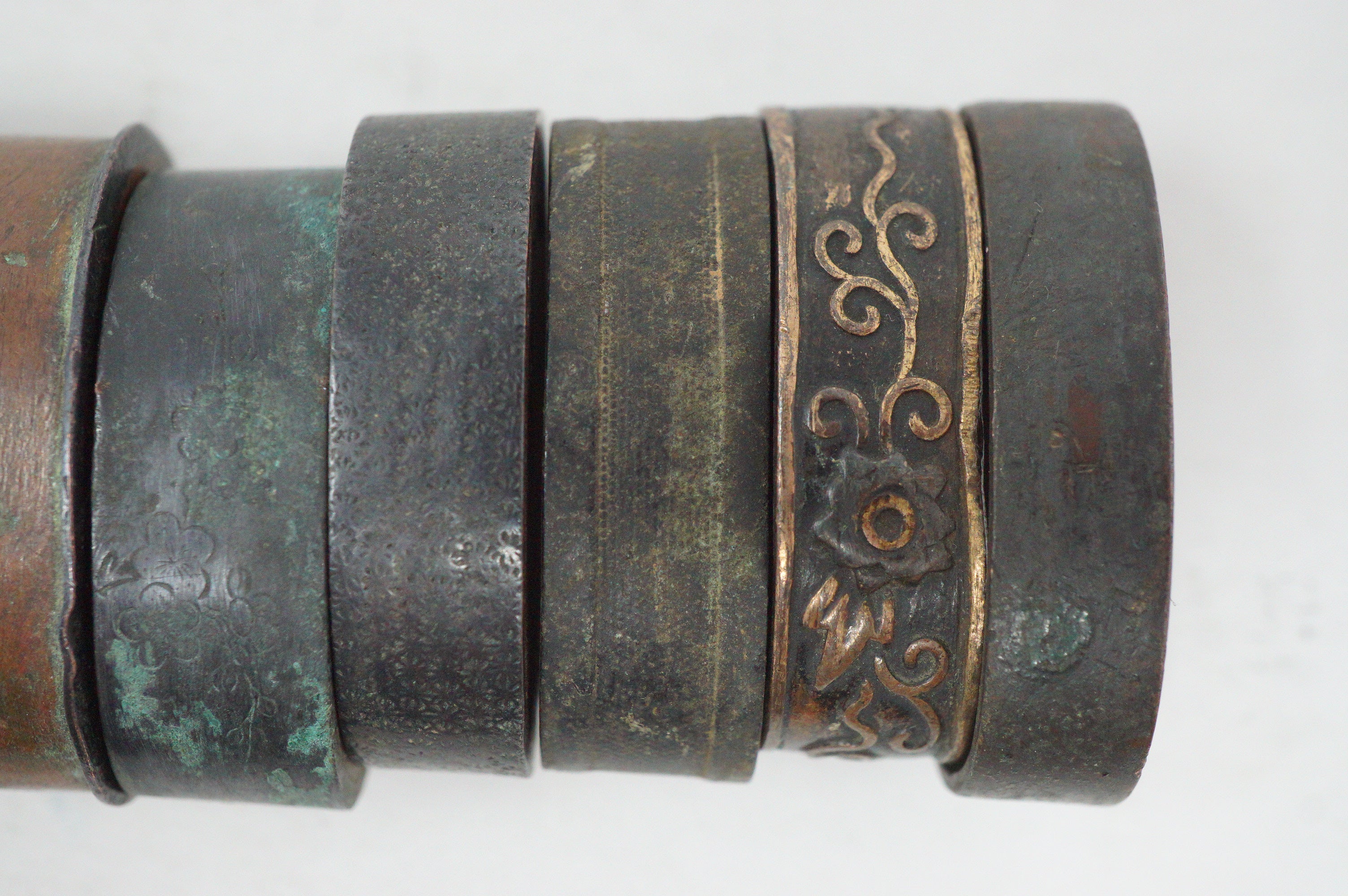 Bulk Lot 21pc Antique Japanese Fuchi Handle Collars Gold Inlay Ornate Collection 0623G39