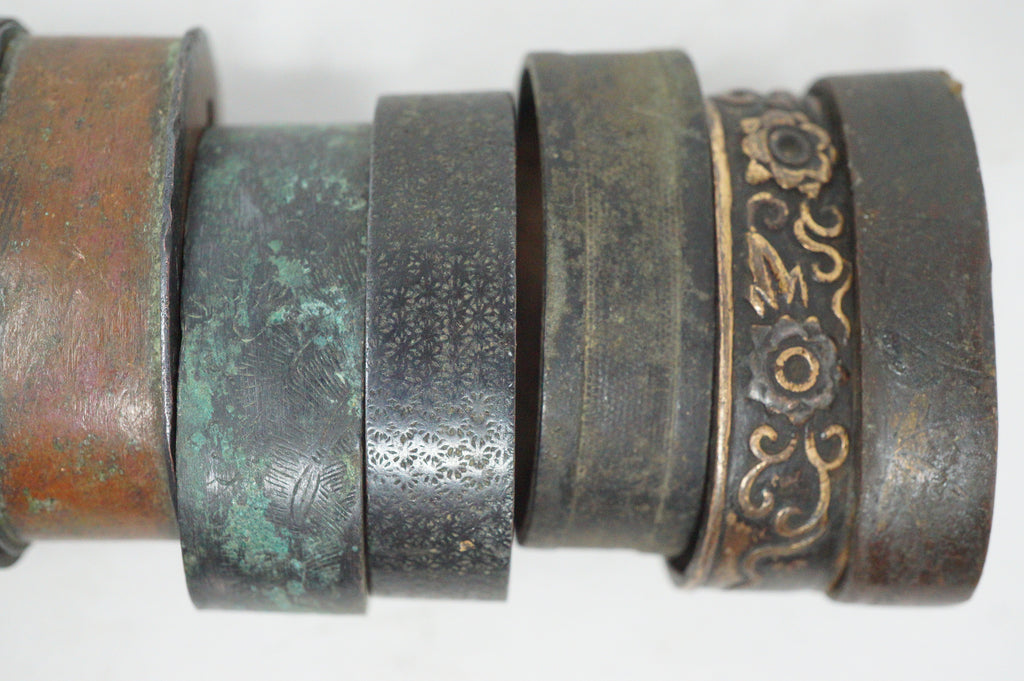 Bulk Lot 21pc Antique Japanese Fuchi Handle Collars Gold Inlay Ornate Collection 0623G39
