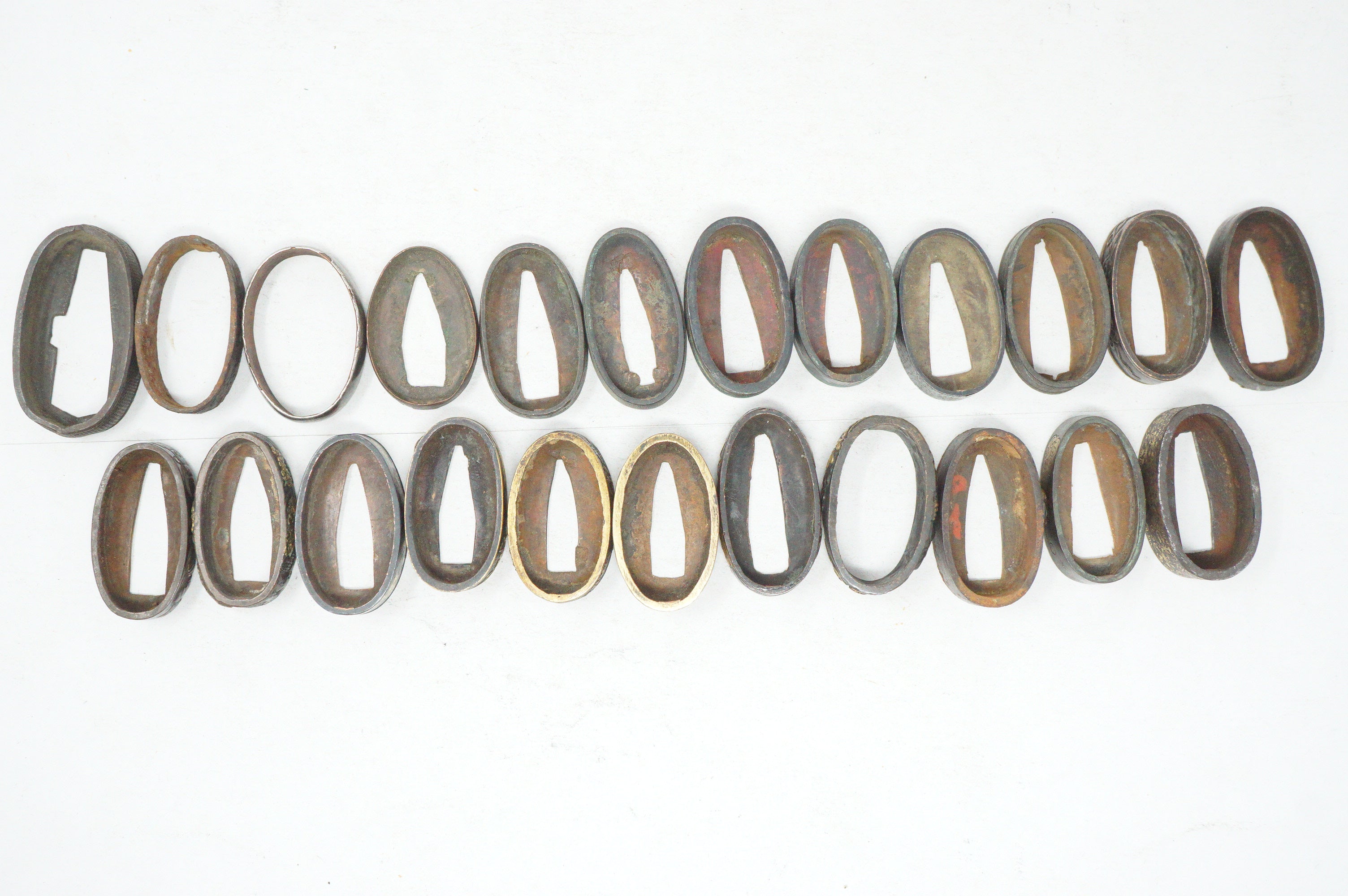 Bulk Lot 21pc Antique Japanese Fuchi Handle Collars Gold Inlay Ornate Collection 0623G39