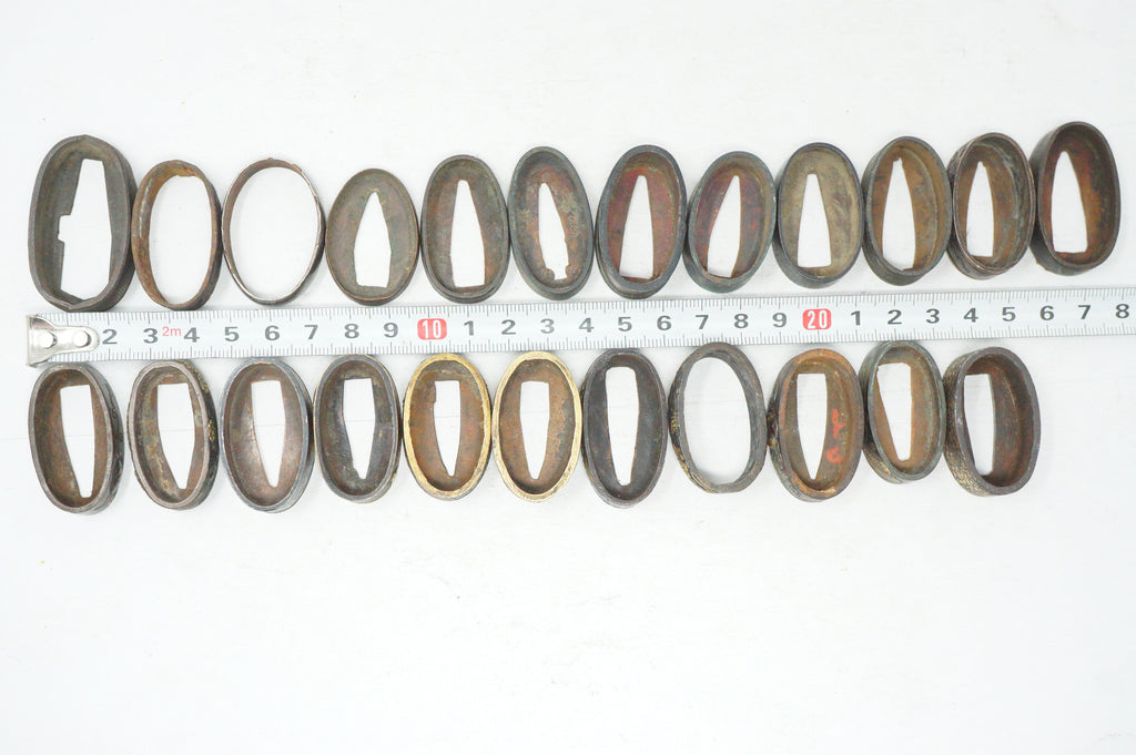 Bulk Lot 21pc Antique Japanese Fuchi Handle Collars Gold Inlay Ornate Collection 0623G39