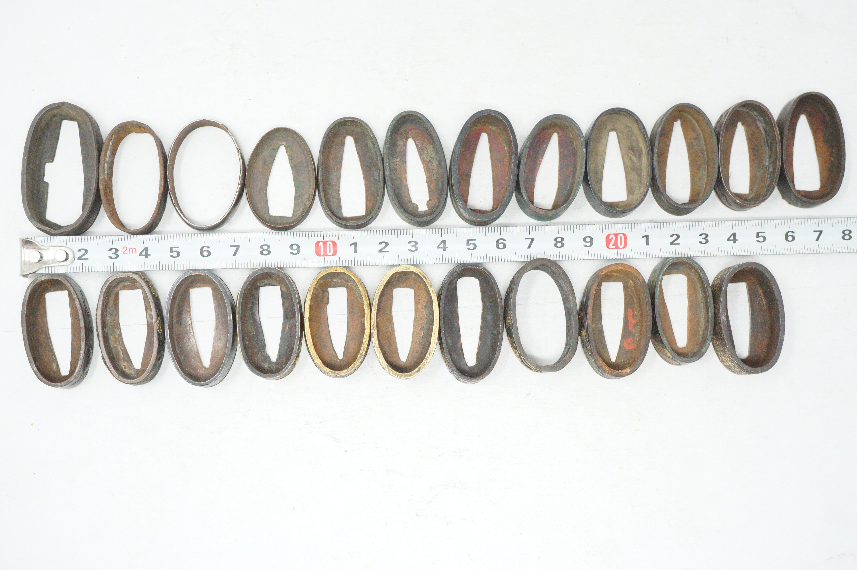 Bulk Lot 21pc Antique Japanese Fuchi Handle Collars Gold Inlay Ornate Collection 0623G39