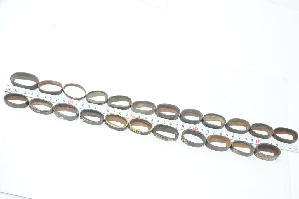 Bulk Lot 21pc Antique Japanese Fuchi Handle Collars Gold Inlay Ornate Collection 0623G39