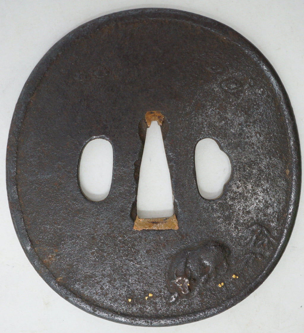 Japanese Tsuba Katana Sword Guard Edo Original Iron Tsuba in Box from Japan 0530E3