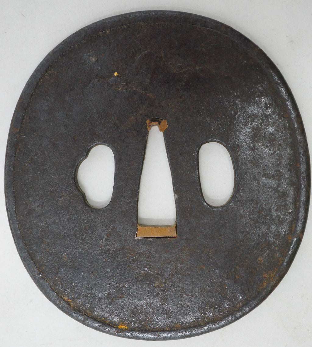 Japanese Tsuba Katana Sword Guard Edo Original Iron Tsuba in Box from Japan 0530E3
