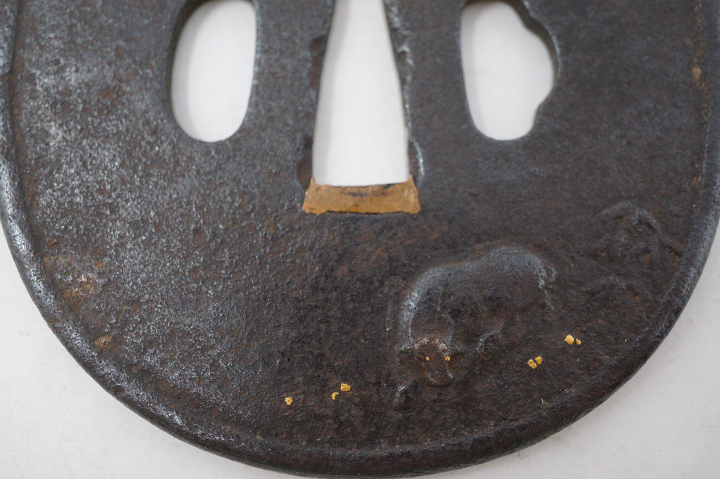 Japanese Tsuba Katana Sword Guard Edo Original Iron Tsuba in Box from Japan 0530E3