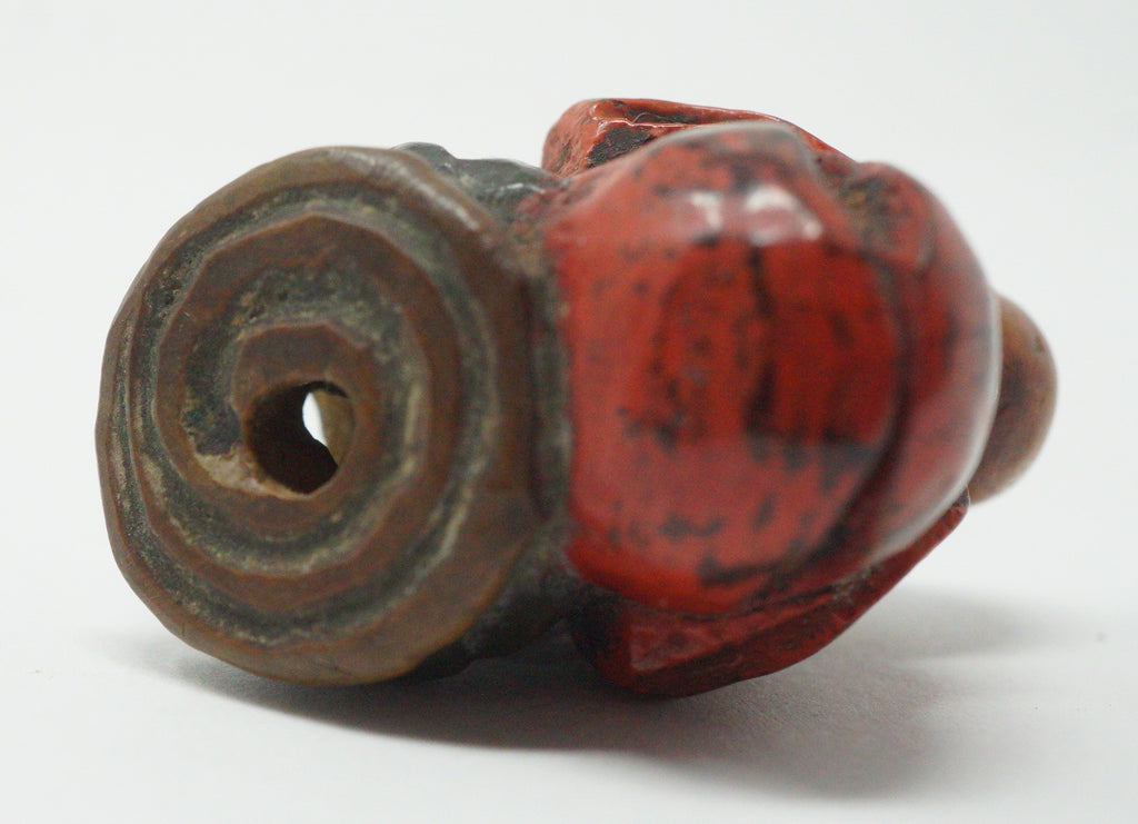 Antique Japanese Wooden Netsuke Sleeping Monk Novice Priest Mokugyo Drum Meiji 0617G3