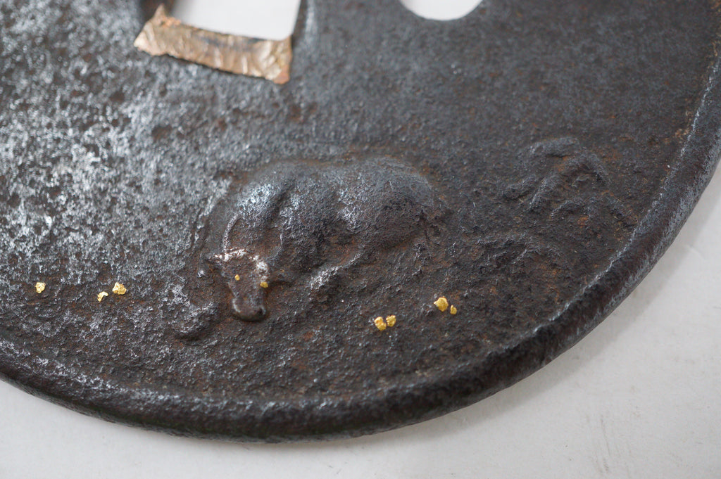 Japanese Tsuba Katana Sword Guard Edo Original Iron Tsuba in Box from Japan 0530E3