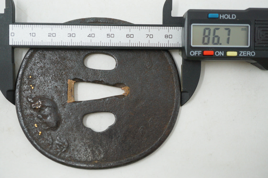 Japanese Tsuba Katana Sword Guard Edo Original Iron Tsuba in Box from Japan 0530E3