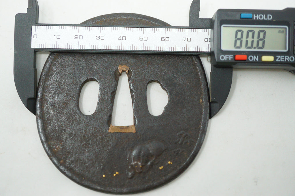 Japanese Tsuba Katana Sword Guard Edo Original Iron Tsuba in Box from Japan 0530E3