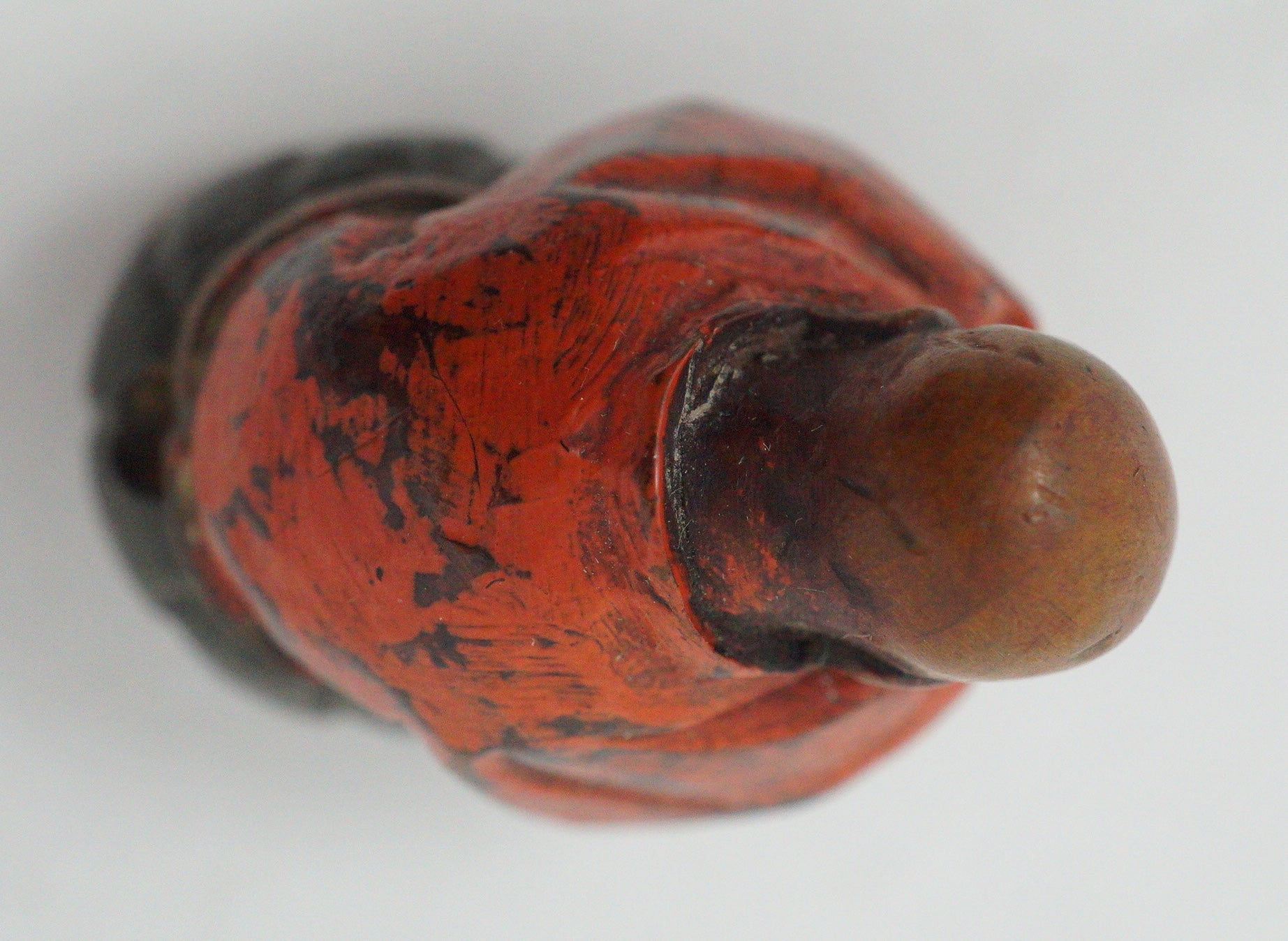 Antique Japanese Wooden Netsuke Sleeping Monk Novice Priest Mokugyo Drum Meiji 0617G3