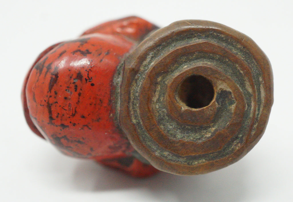 Antique Japanese Wooden Netsuke Sleeping Monk Novice Priest Mokugyo Drum Meiji 0617G3