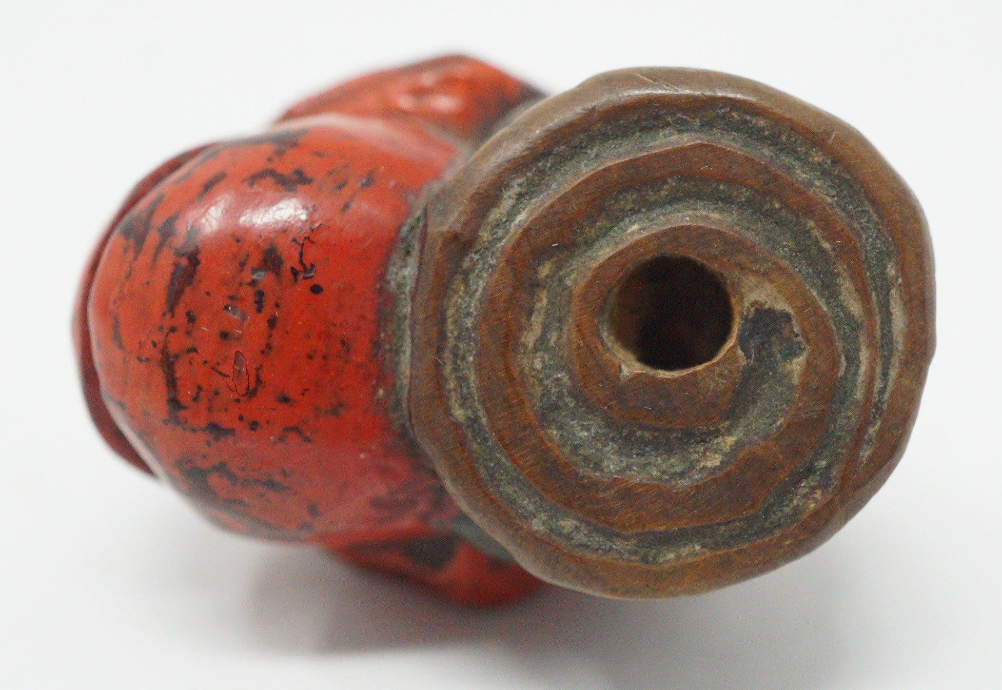Antique Japanese Wooden Netsuke Sleeping Monk Novice Priest Mokugyo Drum Meiji 0617G3