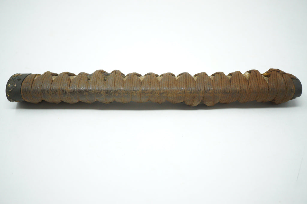 Antique Edo Period Japanese Katana Tsuka • Matching Crab Motif Fuchi • Gold Inlay Menuki Sword Handle 0623G3