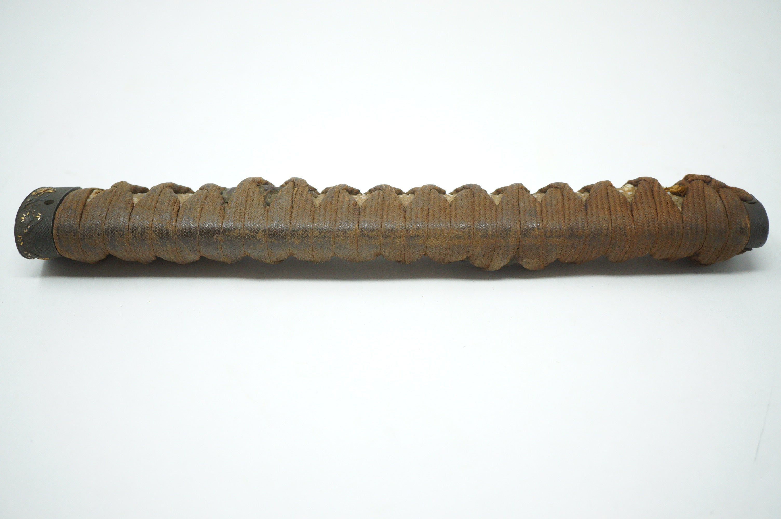 Antique Edo Period Japanese Katana Tsuka • Matching Crab Motif Fuchi • Gold Inlay Menuki Sword Handle 0623G3
