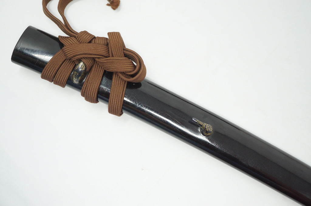 Japanese Edo Wakizashi Sword with wooden Blade & Gold Lacquered Elements 0921D3