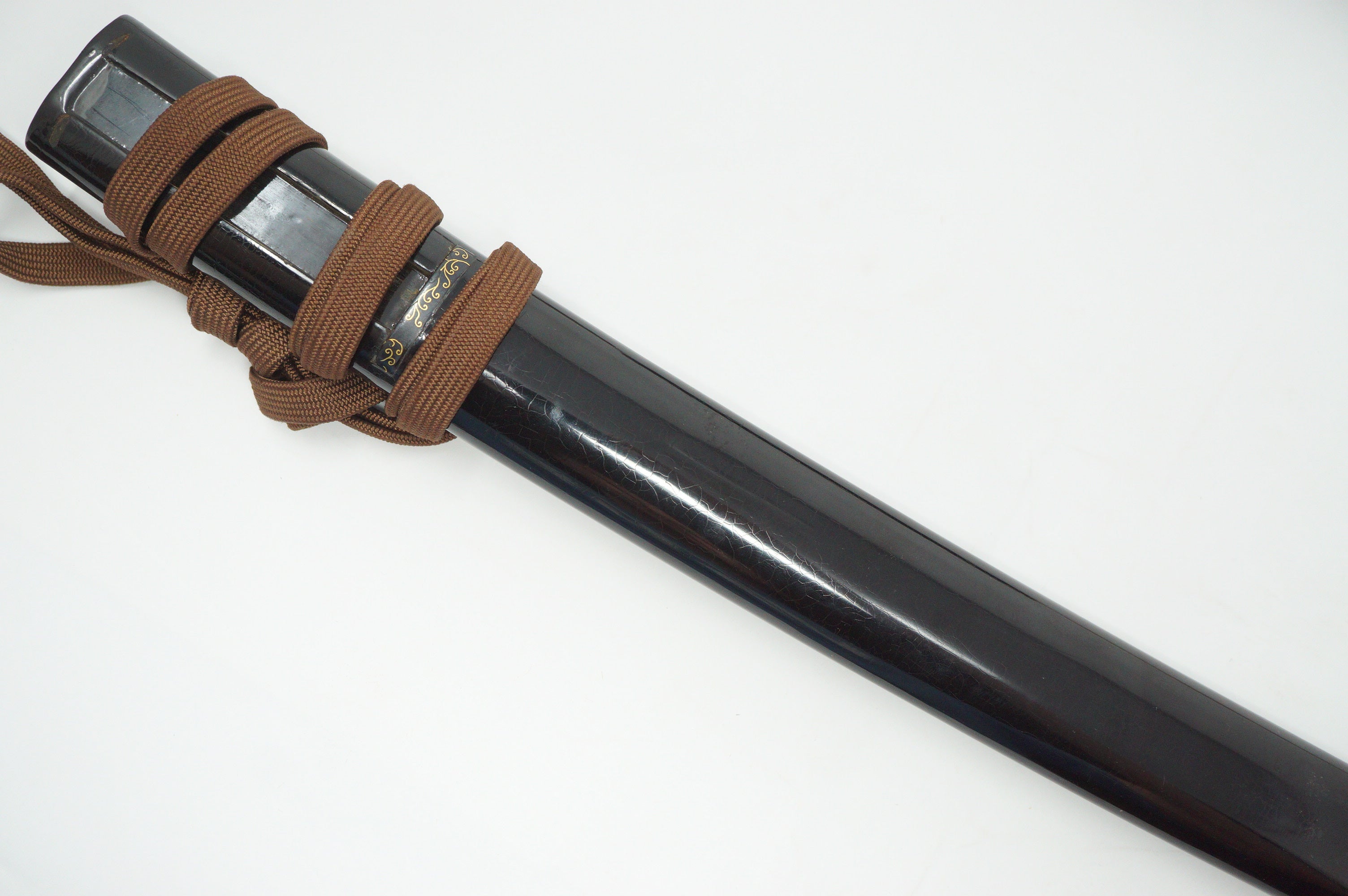 Japanese Edo Wakizashi Sword with wooden Blade & Gold Lacquered Elements 0921D3