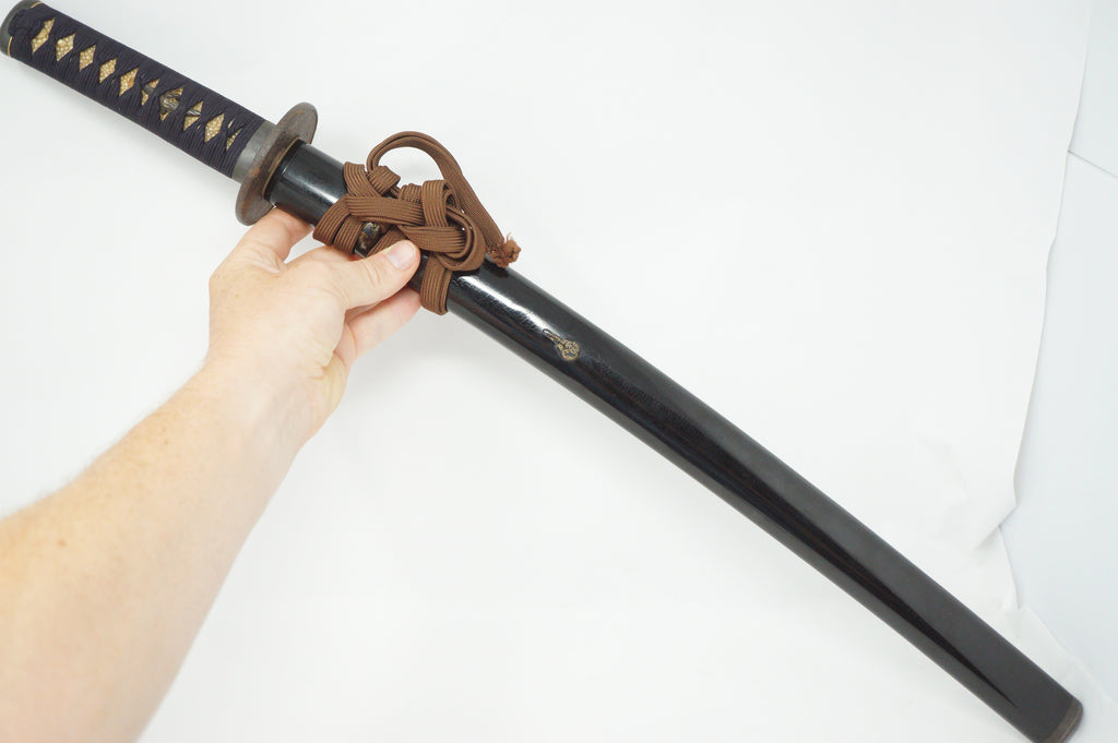Japanese Edo Wakizashi Sword with wooden Blade & Gold Lacquered Elements 0921D3