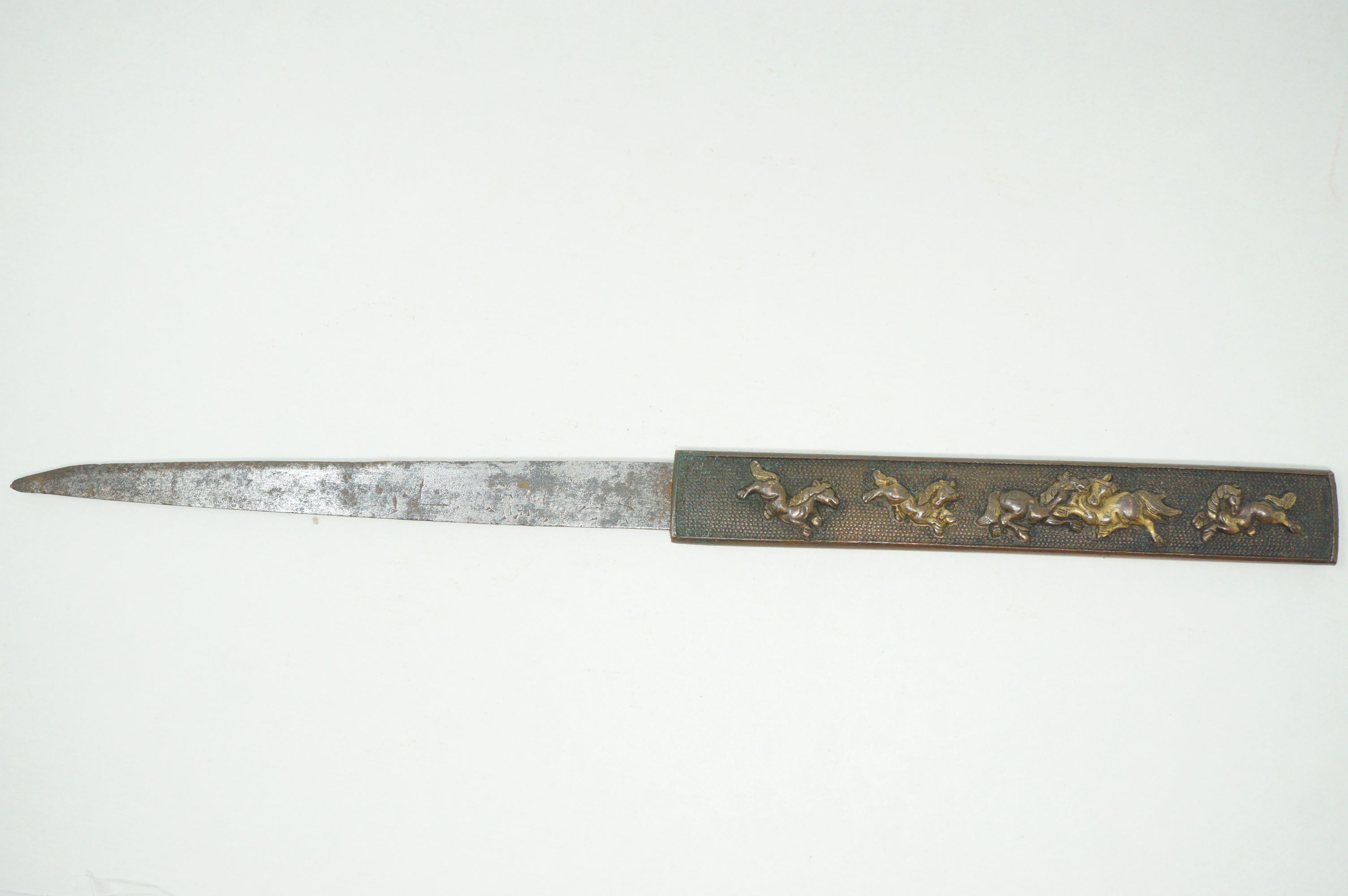 Japanese Kozuka Knife Signed Iron Blade & Horse Design Handle Antique from Japan 1226F3